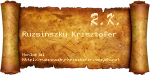 Ruzsinszky Krisztofer névjegykártya